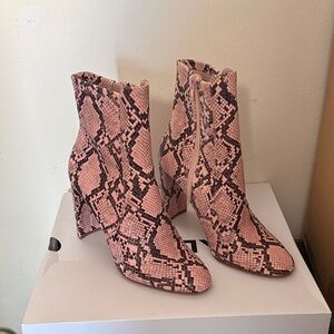 Aldo Pink Snake Print Ankle Booties